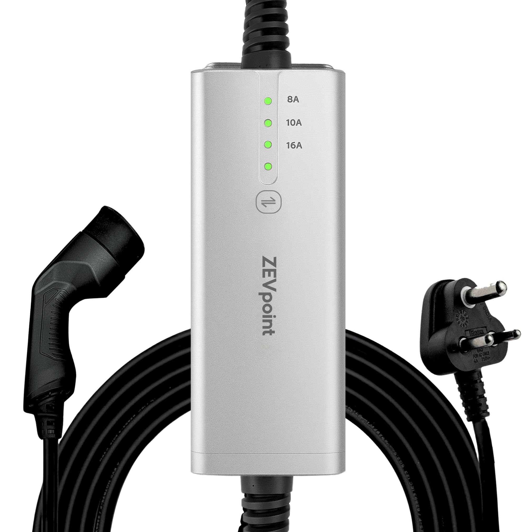 Zevpoint 3.6kW Portable EV Charger| Ultra-Light | 16A, Single Phase, 5m TPU Cable | IP66 Waterproof | 10+ Advanced Safety | Adjustable Current | LED Indicator | Upto 5-Year Warranty | Aveo 3.6
