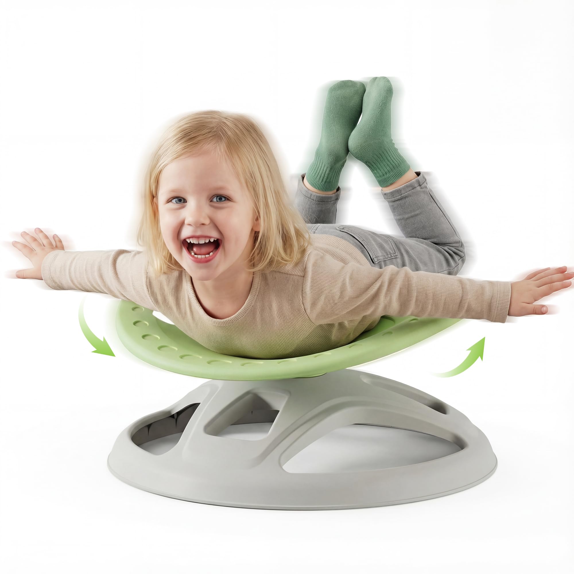 Brelley Sensory Spinning Chair Upgraded Version for Autism, Autistic Kids Swivel Chair, Sensory Activity Toy for Toddlers, Physical Coordination Training Indoor & Outdoor (Green)