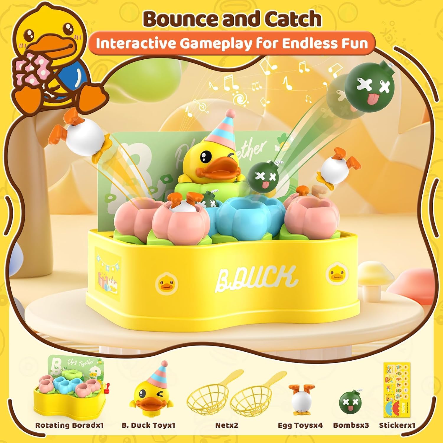 bessome B.Duck Games Bounce and Catch Toys for Kids 3-5