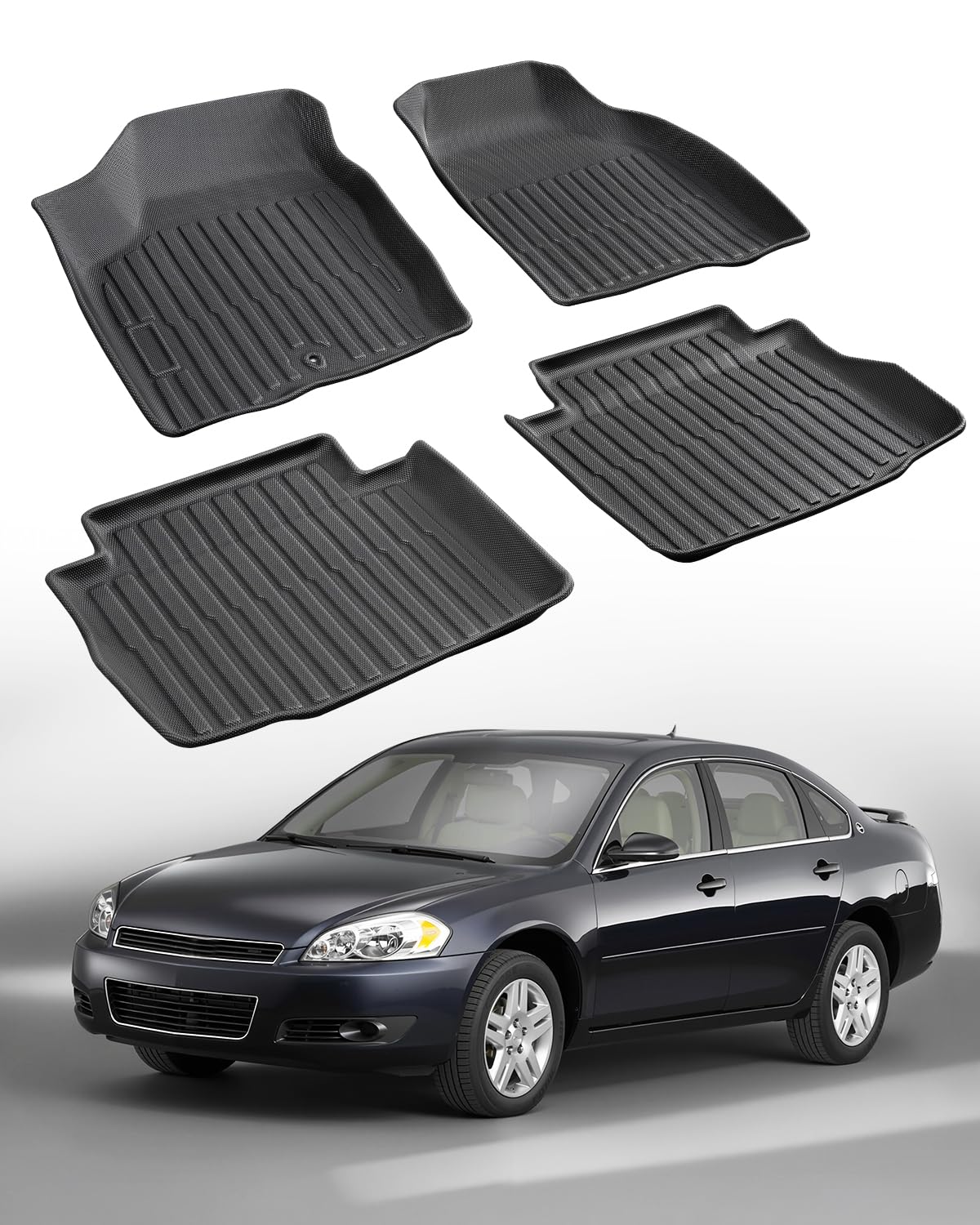 car floor mats for chevy impala: 2006-2013 accessories, custom fit liners for chevrolet impala limited 2014-2016 & for pontiac grand prix 2007-2008, all weather rubber carpets 2009 2010 2011 2012 2015