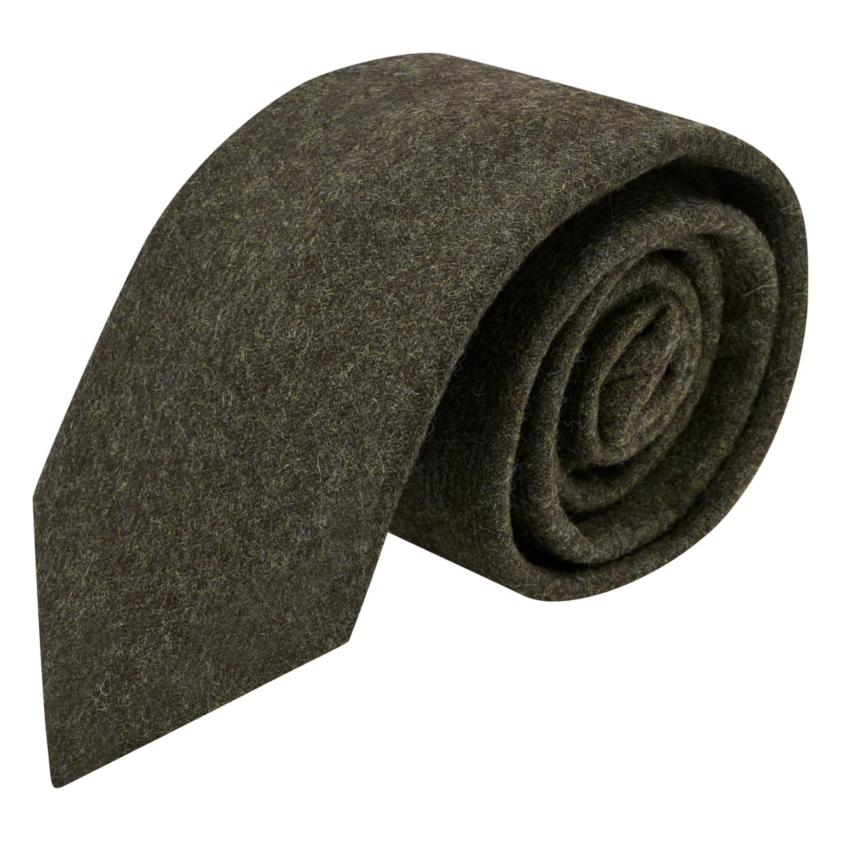 King & Priory Men's Green Luxury Earth Donegal Tweed Tie