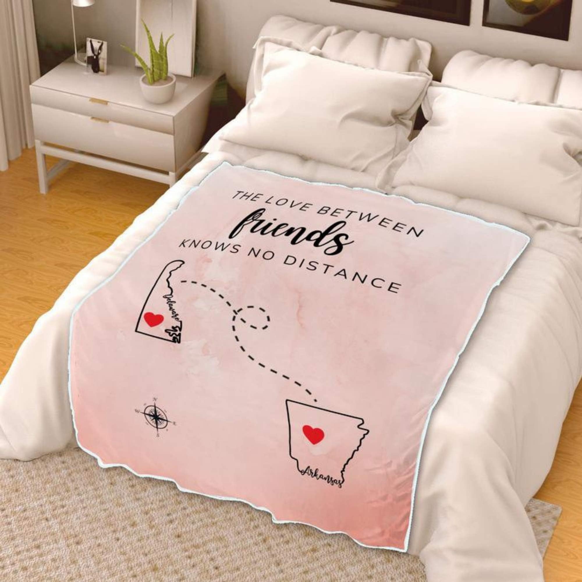 Couverture d'amitié longue distance personnalisée pour femme - Cadeau personnalisé pour meilleures amies, sœur, petite amie, cadeau unique pour adolescentes (127 x 152 cm)