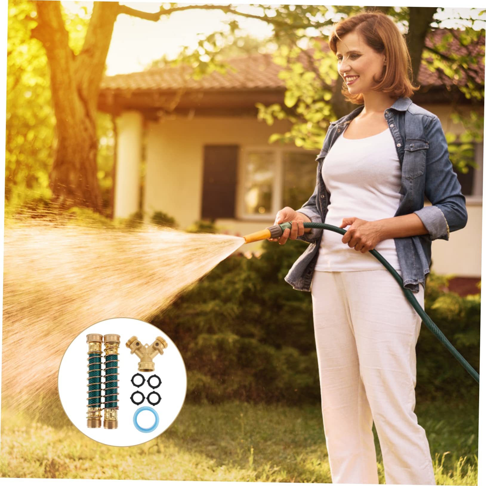 POPETPOP 1Juego Divisor de Mangueras de Jardín Vías con Conector de Manguera Adaptador de Grifo para Conexiones de Agua sin Fugas Protección contra Kinks Instalación Rápida y Accesorio