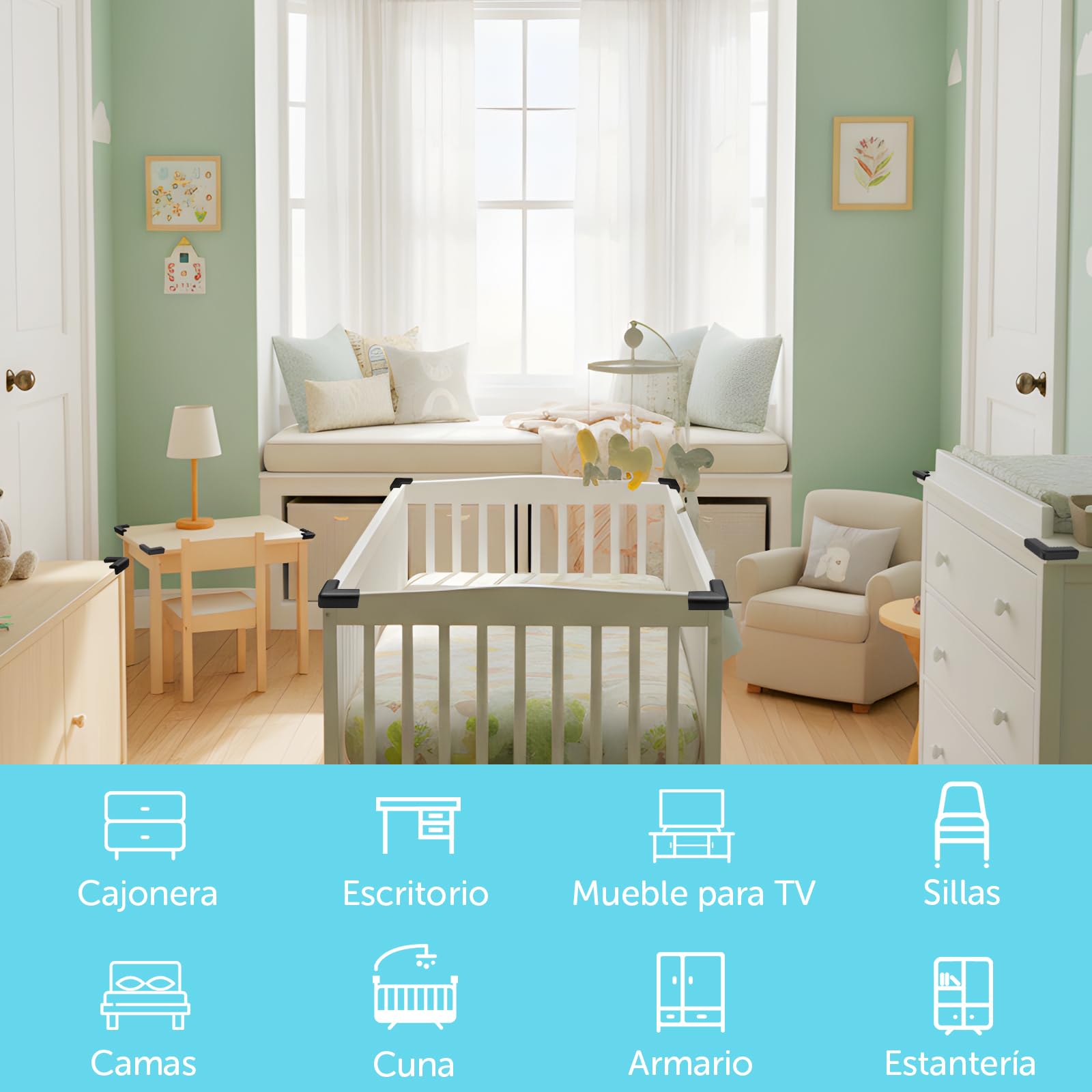shinfly 16 x Protector Esquinas Bebe, Espuma Suave Protectores de Esquinas para Bebes, Adhesivo Extra Fuerte Protege Esquinas Bebe, Esquineras para Cama, Mesa, Mueble(Negro) — view 8