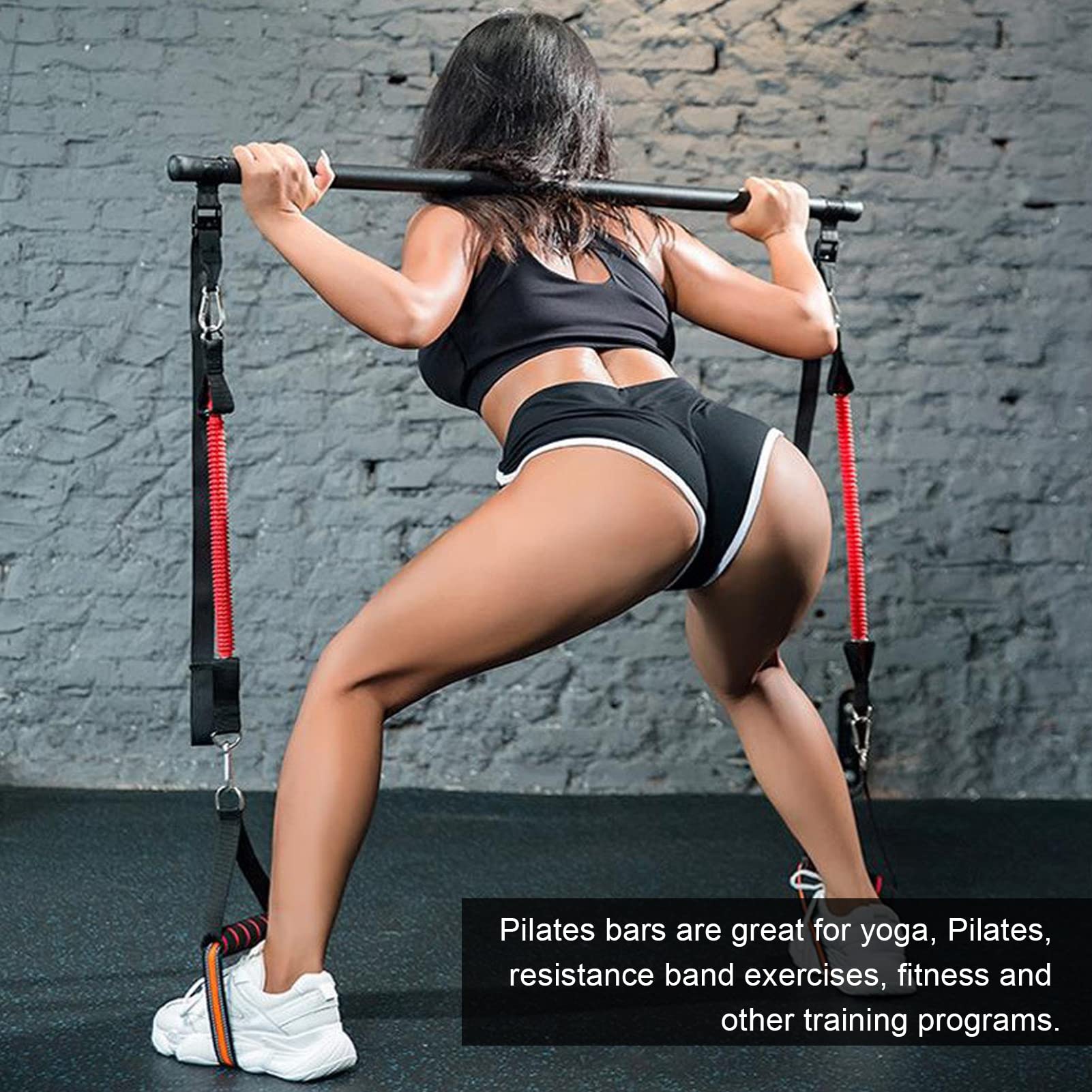 Kit de Barra de Pilates portátil con Banda de Resistencia Ajustable, Equipo de Ejercicio de Yoga con Palo de Pilates, máquina de Ejercicios Todo en 1 para Entrenamiento en casa,