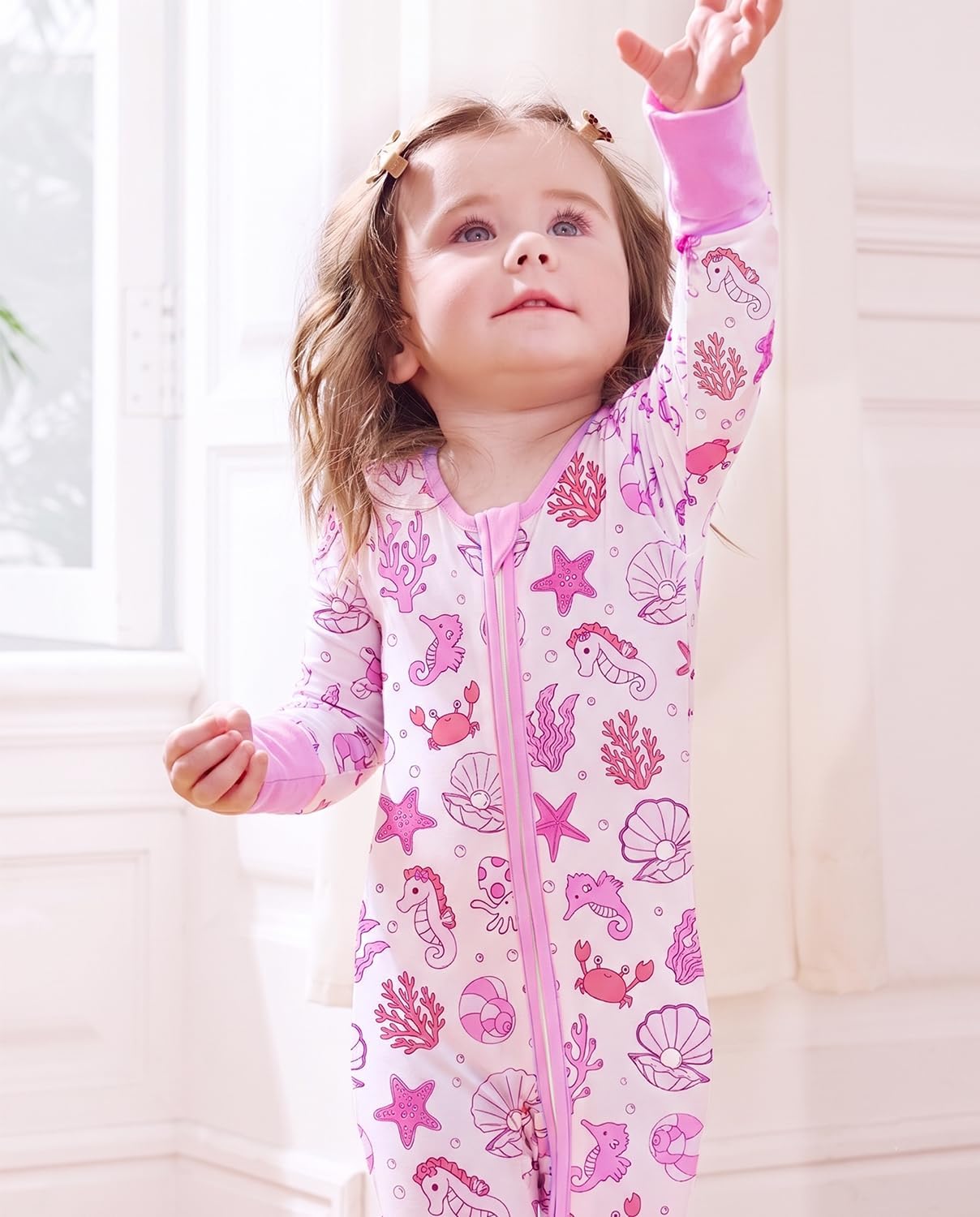 babee Reshinee Viscose Derived from Bamboo Baby Footie Pajamas Convertible Newborn Sleeper for Baby Girl Zipper Onesie 0-24M