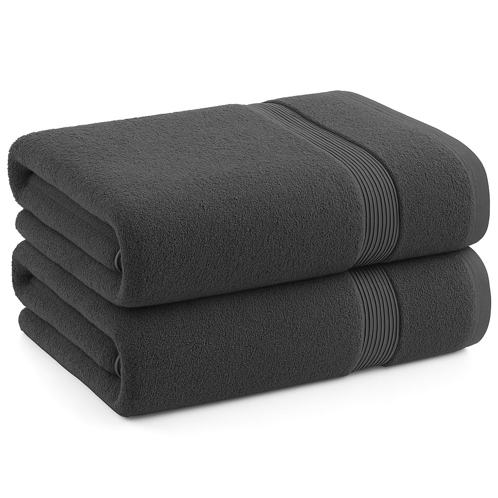 Diamond Tex Set of 1 Extra Large Jumbo Bath Sheet (100x200cm - 550GSM) 100% Egyptian Cotton Super Jumbo Bath Sheet Towel Set High Absorbent and Quick Dry Towels (1, Charcoal Grey)