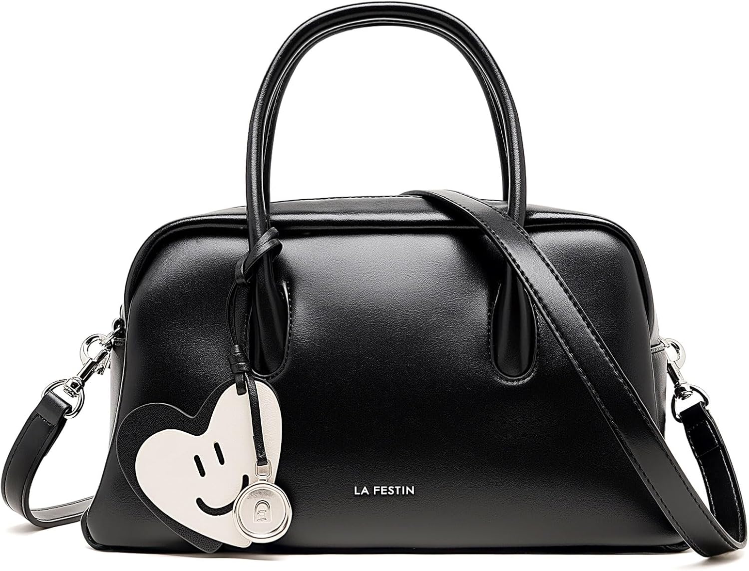 LA FESTIN Leather Shoulder Bag Top Handle Purses for Women Cute Crossbody Bags with Removable Strap Genuine Leather Handbags