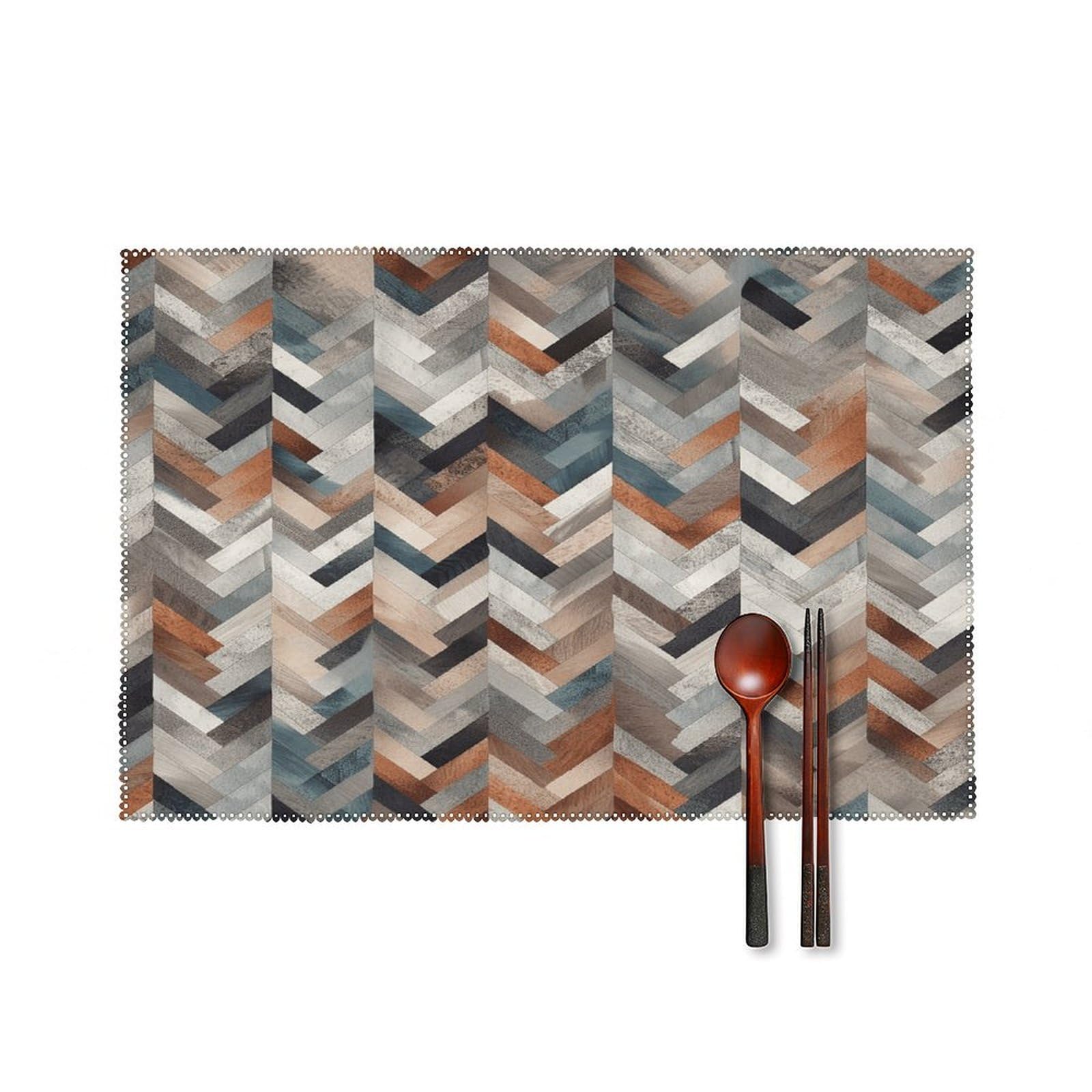 Fekiloot Style Gray Shape Pattern Placemats Set Of 6,Table Mat