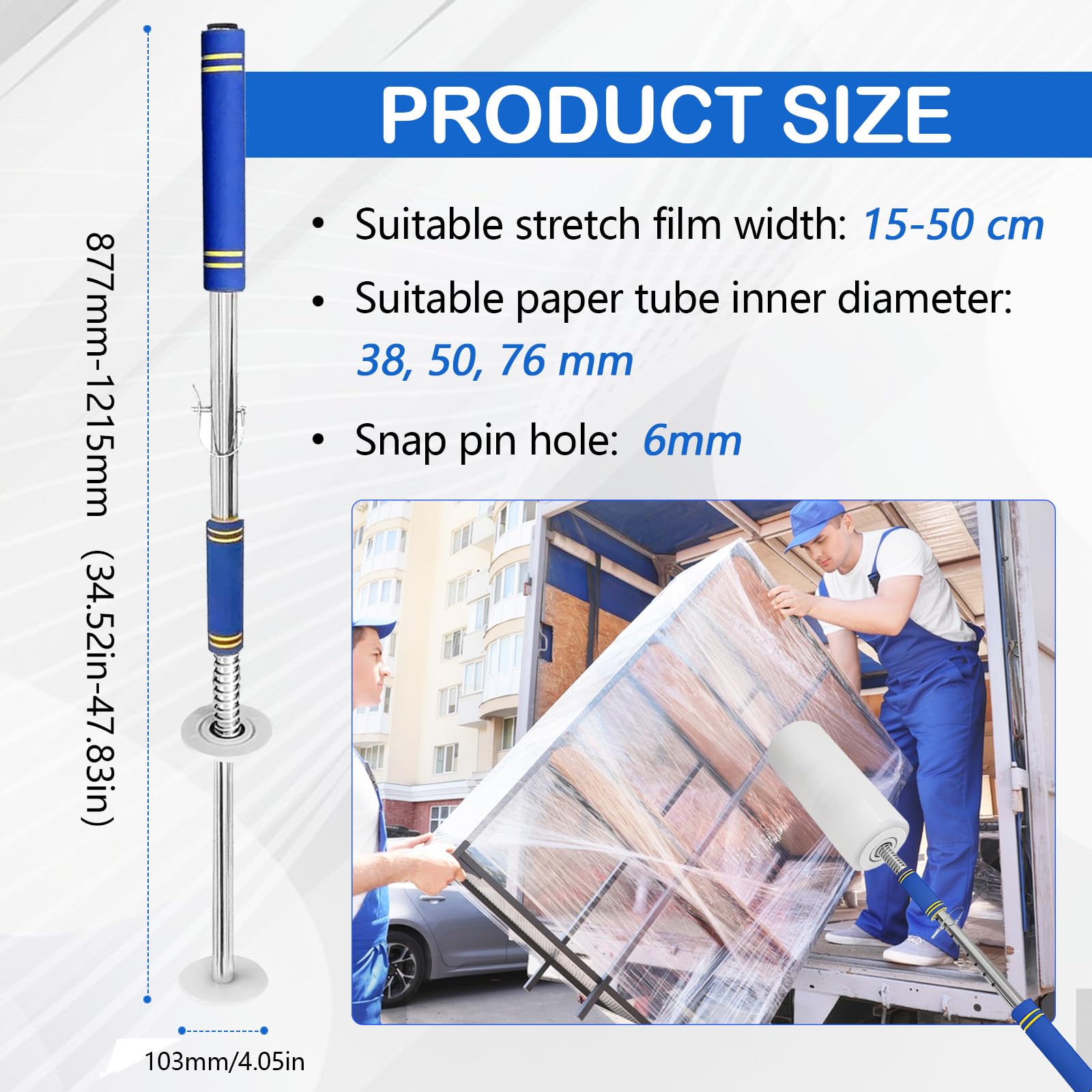 Dispensador de Film Estirable, Desbobinador Manual de Film Estirable para Rollos de 15-50 cm de Ancho Dispositivo Tirador de Film con Asa para Embalaje de Muebles y Artículos de Grandes Dimensiones
