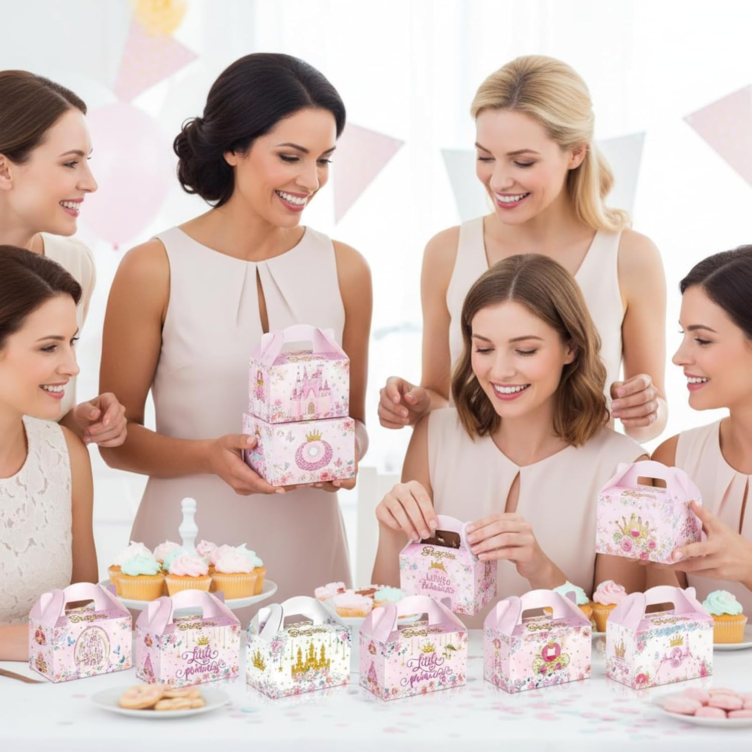 24 Pcs Princess Party Favors Boxes Little Princess Goodie Treat Candy Boxes with Handles Pink Gift Container for Birthday Party Baby Shower Supplies - Image 6