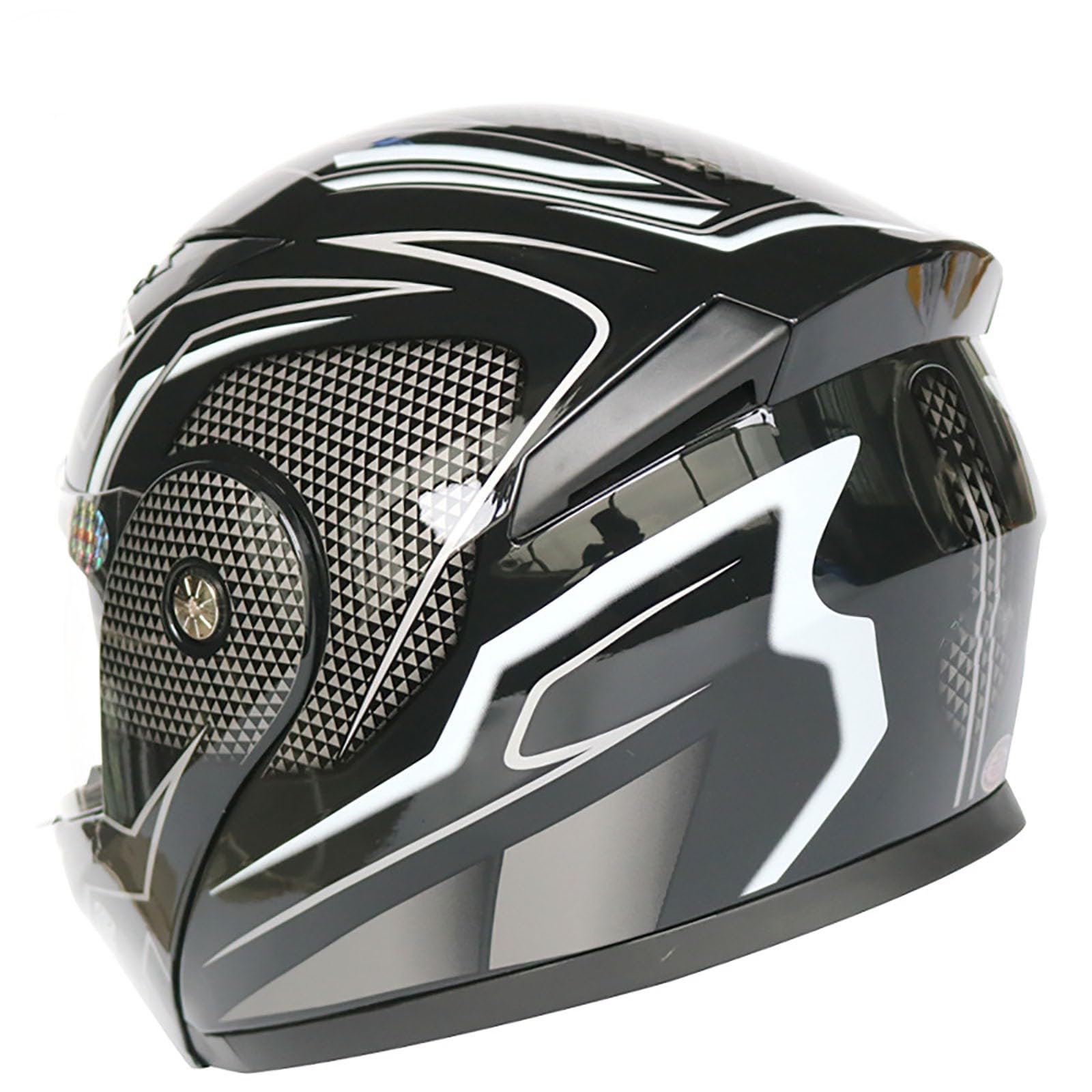 Casco Integrale modulare Moto con Doppia Visiera e Prese d'Aria Multiple, Casco da Moto Flip-up omologato DOT/ECE per Uomo e Donna, Casco Moto,ciclomotore e Scooter E,L(59-60cm)