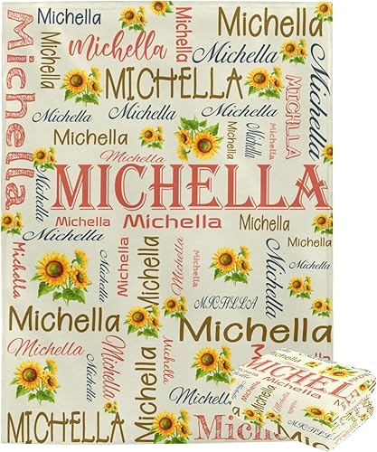 Miniatura 9 de Manta personalizada con nombre, manta personalizada con texto de girasol, regalo personalizado para el día de San Valentín, día de la madre,