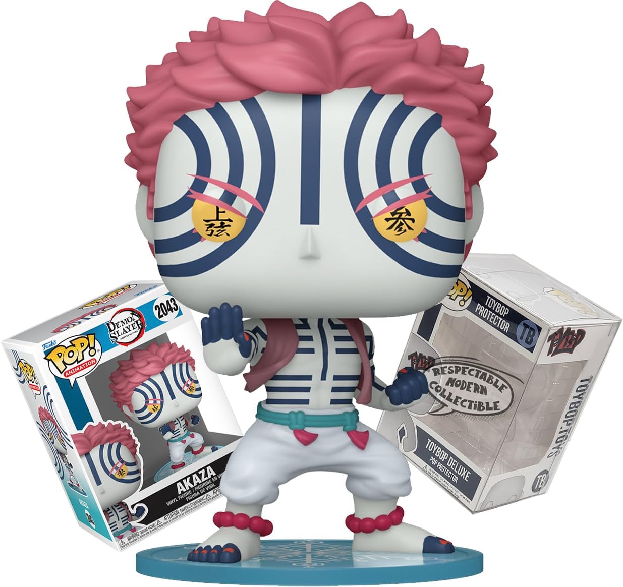 Funko Demon Slayer Akaza + ToyBop Protector: Kimetsu no Yaiba Pop! Animation Vinyl Figure (Bundled with Pro-Deluxe Pop-Protector Collector Case Box Gift Set)