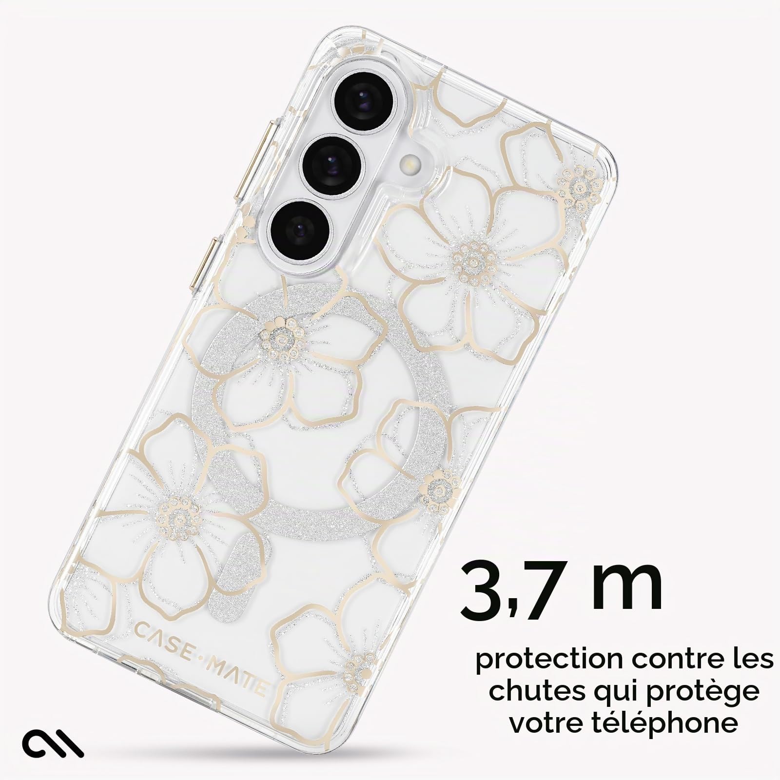 Case-Mate Étui pour Samsung Galaxy S26 [Chargement magnétique et sans Fil] - Coque de téléphone à Fleurs Scintillantes Mignonnes avec Protection Contre Les Chutes de 3,7 m - Coque de téléphone