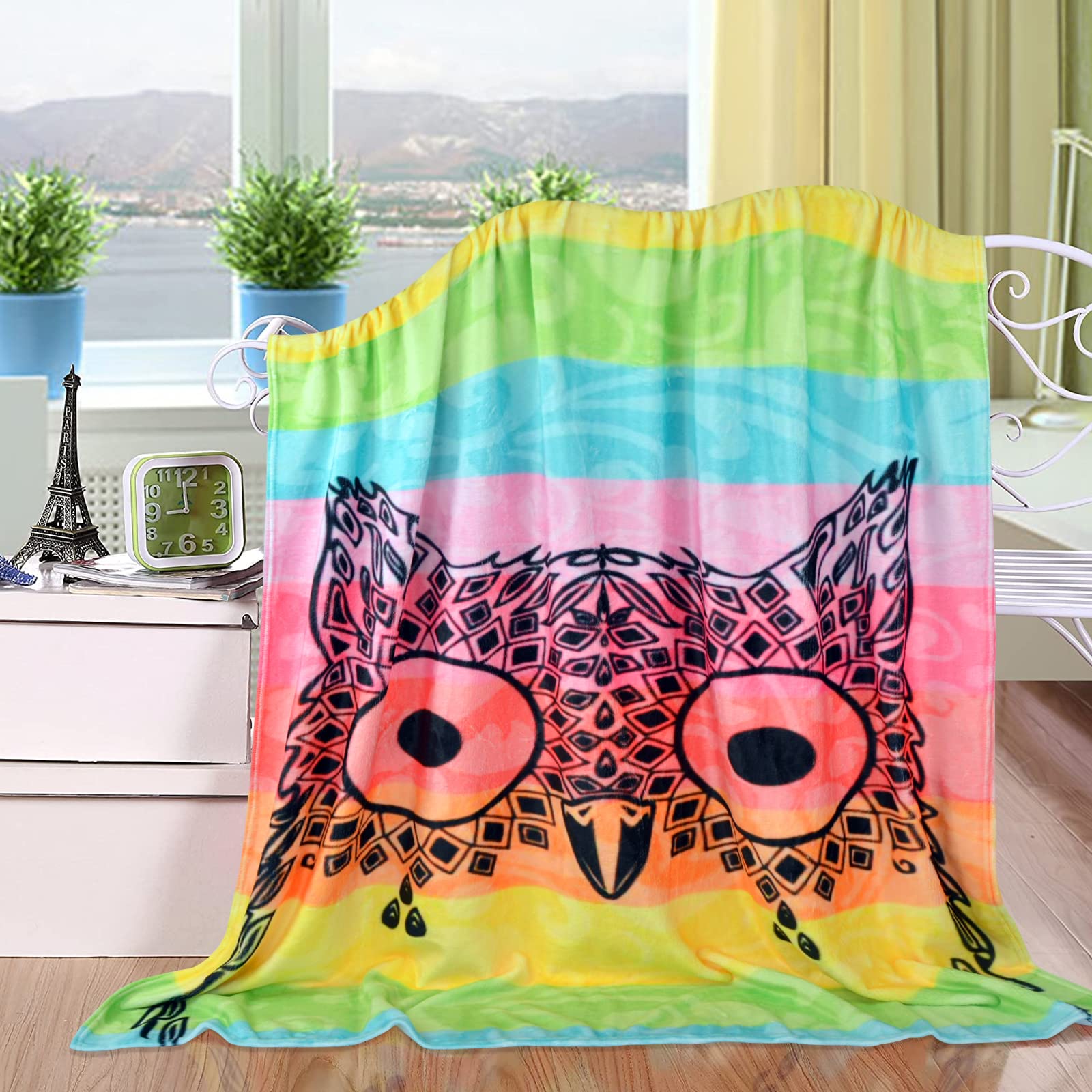 Ivarunner Owl Blanket 60 x 50, Owl Stuff Throw Blankets Flannel Owl Gifts for Women Owl Lovers, Wise Owl Decor Blanket for Couch Sofa Bed Home Decor