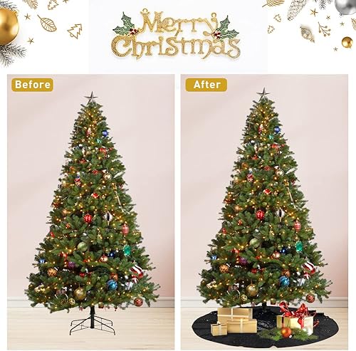 Miniatura 5 de Eternal Beauty Falda pequeña de lentejuelas para árbol de Navidad, cubierta de árbol de Navidad con purpurina, tapete suave para adornos de árbol de