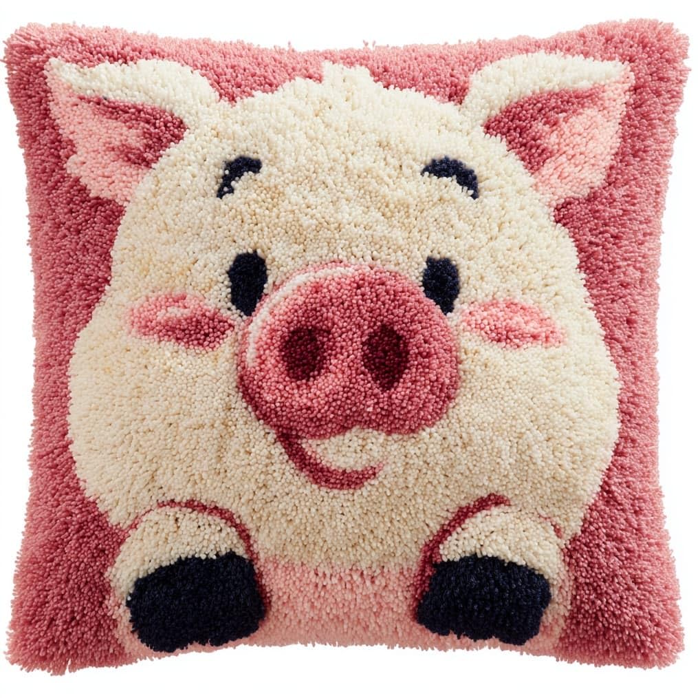 AxiangziK Latch Hook Kits 17x17in,Animal Pig