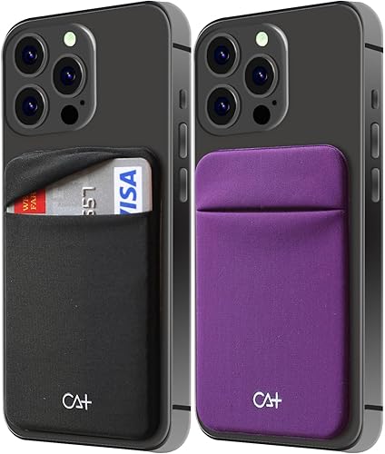 Dos Fundas elásticas para tarjetas adhesivas para teléfono celular, tarjetero adhesivo para identificación y tarjeta de crédito para la parte