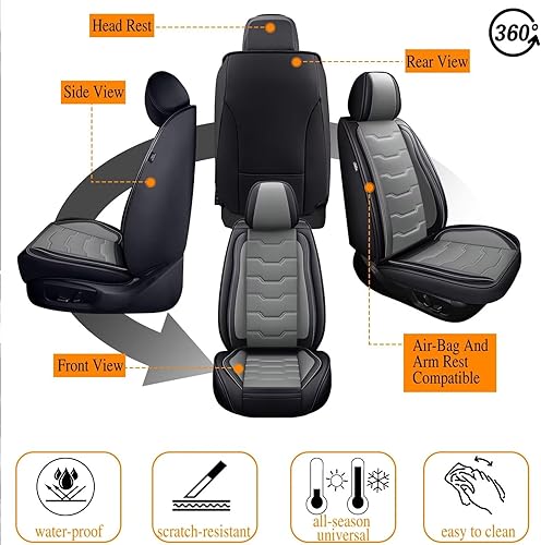 Vista 19 de Fundas de asiento delantero para Honda Pilot 2005-2016: fundas de asiento de automóvil de cuero impermeables para fundas interiores de Pilot Auto