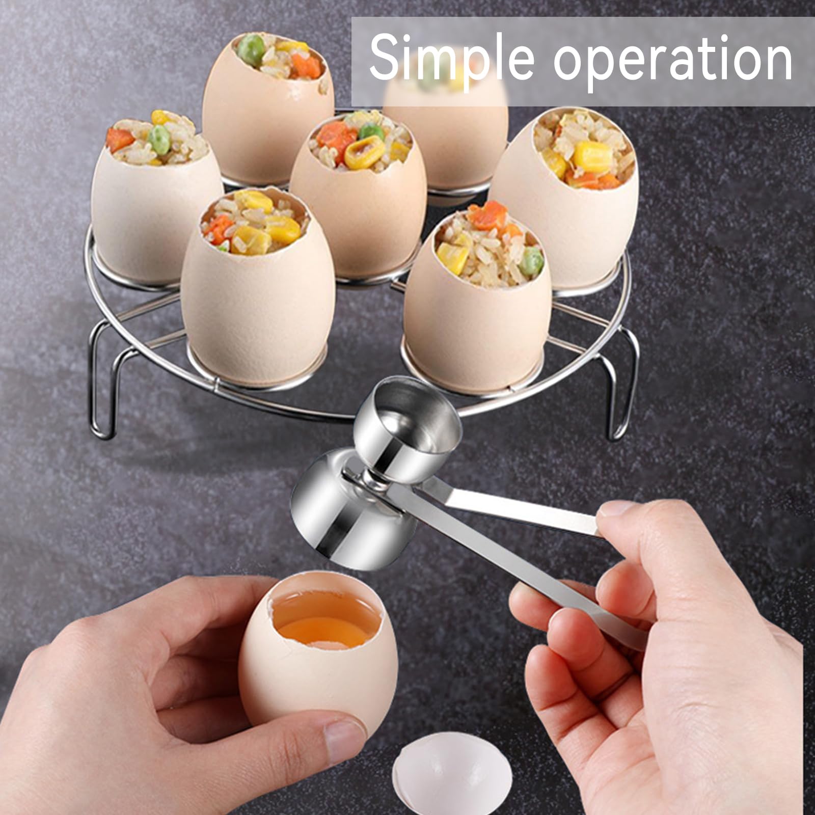 Coupe-œuf En Acier Inoxydable - Outil Pour Couper Les œufs Durs Et Mous Avec Coquetier Inclus