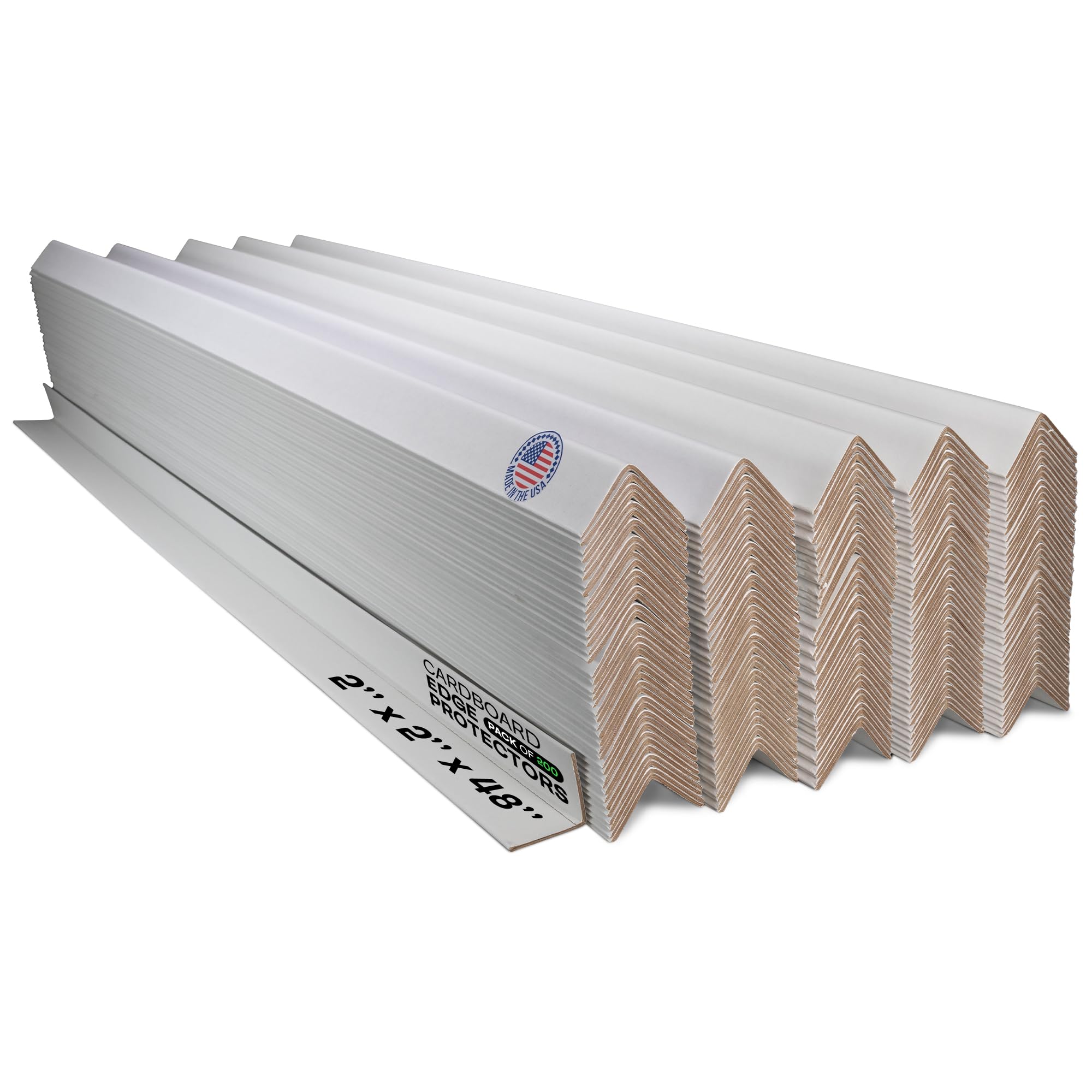 IDL Packaging 2” x 2” x 48” Cardboard Edge Protector (Pack of 200) - Corner Protectors for Shipping, Storage, & Moving – Reinforced Corner Guard