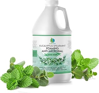 AntiMicrobial Hand Soap 64 oz - Eucalyptus Spearmint Gentle Foaming Liquid Hand Soap Refill Antibacterial - Moisturizing, Long Lasting Freshness & Safe for Skin