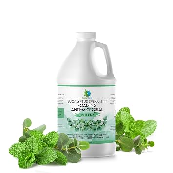 AntiMicrobial Hand Soap 64 oz - Eucalyptus Spearmint Gentle Foaming Liquid Hand Soap Refill Antibacterial - Moisturizing, Long Lasting Freshness & Safe for Skin