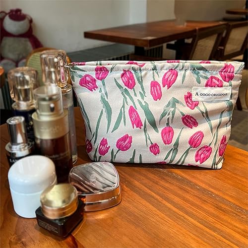 Miniatura 4 de Bolsa de maquillaje de gran capacidad, bolsa de cosméticos de viaje para mujer, bolsa de maquillaje grande impermeable, bolsa de cosméticos de cuero