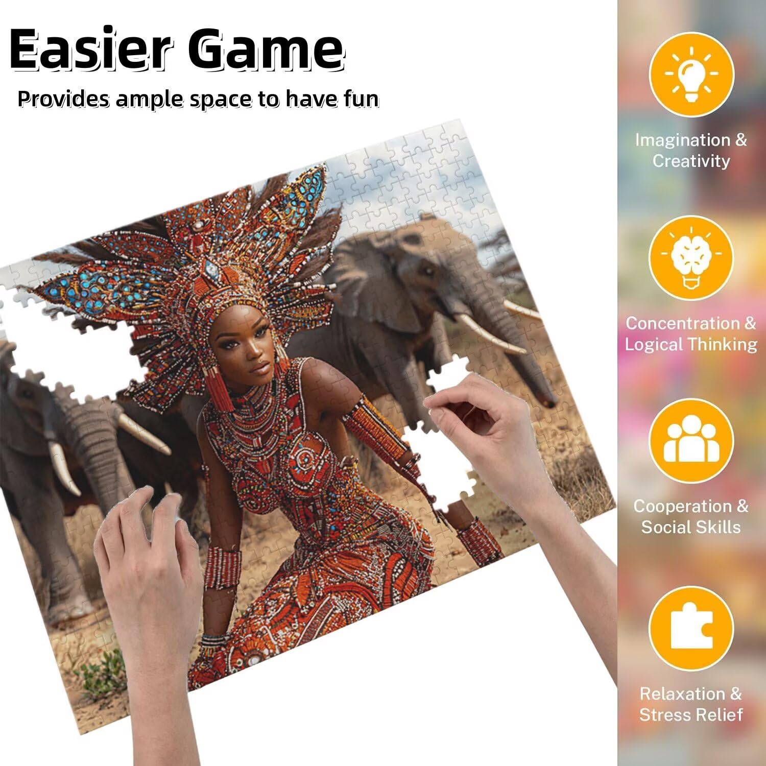 Jigsaw Puzzle, 5000 Pezzi Puzzle Classici, Elefante Puzzle Rilassamento Intelligence, Mpossibile Difficile Puzzle Impegnativo per Adulti Puzzle Gioco Familiare, Regalo per Amore Amico Donnafr0-971