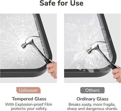 Miniatura 4 de USHOWER Paquete de 2 espejos de baño negros sobre el fregadero de 22 x 30 pulgadas, espejo rectangular con marco de metal, espejo moderno de tocador