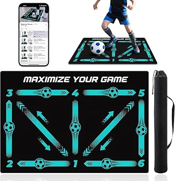 Britimes Soccer Training Mat Football Footstep Training Mat 35 * 24 in with Storage Bag Improve Footwork and Ball Control Non-Slip Silent