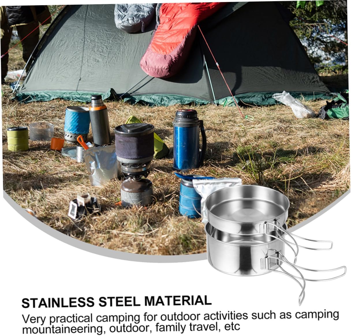 Portable Camping Cookware Stainless Steel BBQ Pot Lodge Dutch Oven Camping Grill Outdoor Cooking Kit