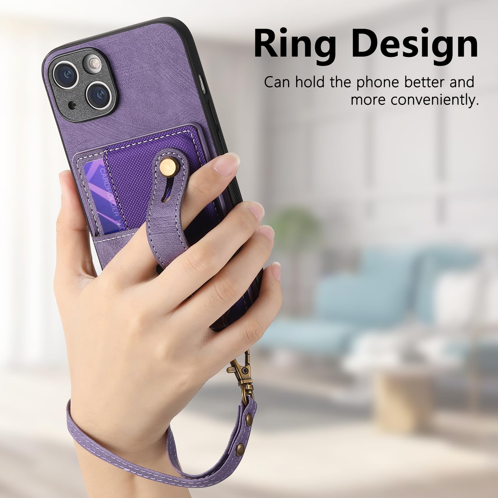 Funda Cartera Para IPhone 15 Plus 6.7" - Con Protector De Pantalla, Tarjetero Y Correa