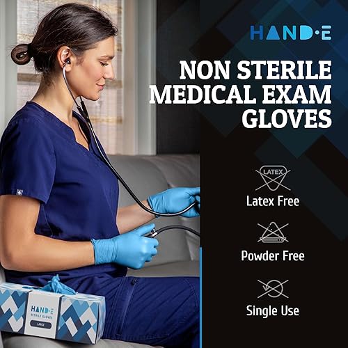 Miniatura 3 de Hand-E Touch Disposable Nitrile Gloves 1000 Count Case - Latex Free, Powder Free, Surgical Medical Exam Gloves -Bulk Supply
