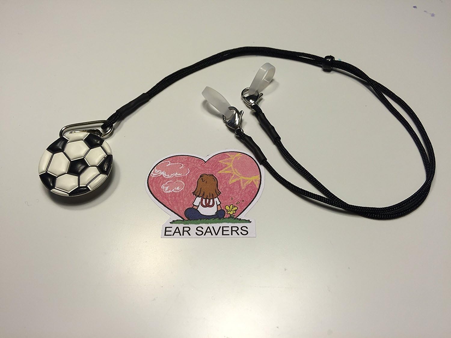 Bilateral Soccer Puffy Lanyard Clip for Hearing Aids or Cochlear