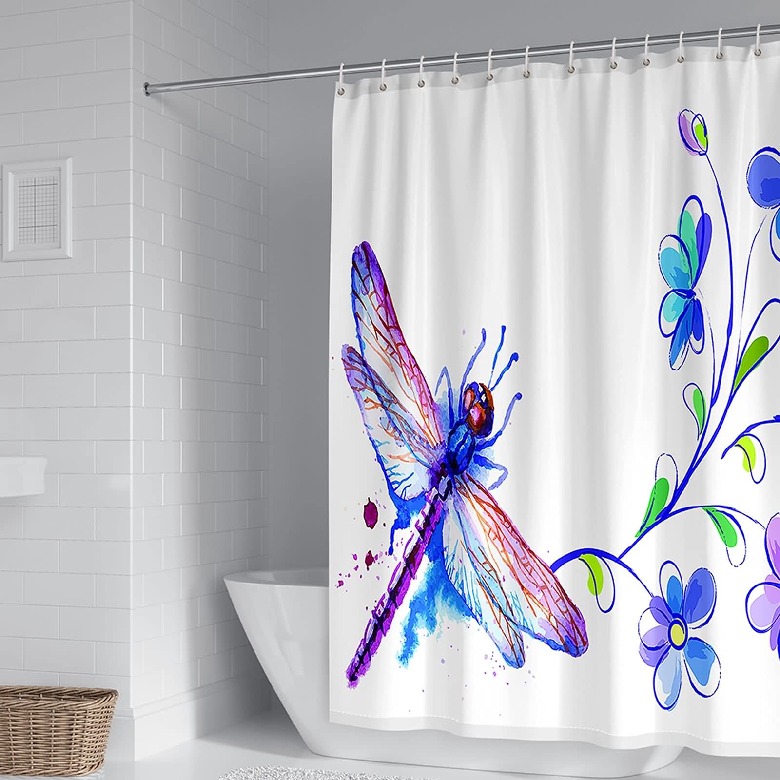 Rideau de douche en polyester KnSam motif fleur multicolore 165x180