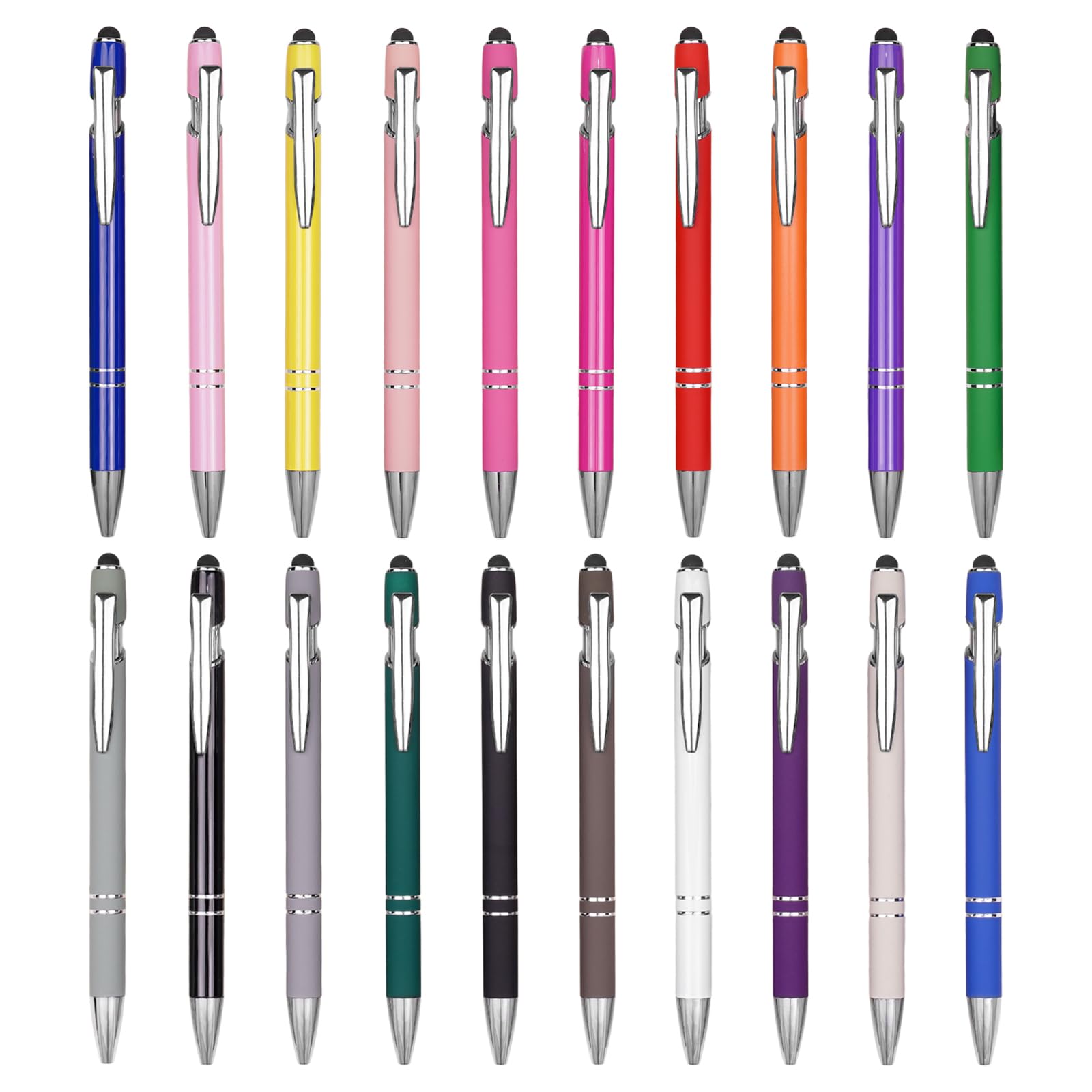 RANBOS Ballpoint Pen Metal Soft Stylus Pen for Touch Screens，Retractable Tactile Turn Pen，Bulk Pens for Gifts Office Essentials，Medium Point，Black Ink