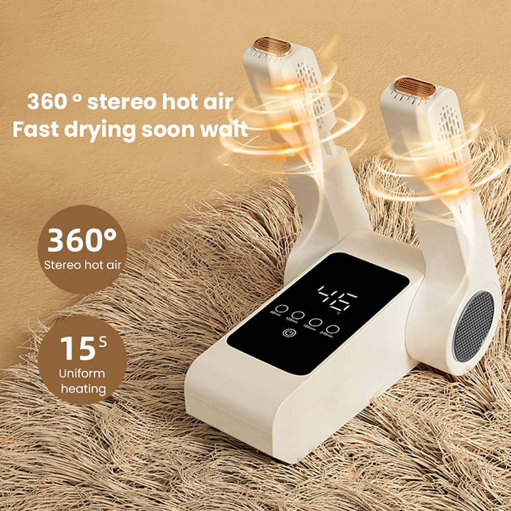 Sèche-chaussures et bottes, sèche-chaussures pliable, sèche-gants et chapeaux avec écran LCD, air chaud à 360°, minuterie thermostat intelligente, sèche-chaussures de ski avec souffleur de chaleur
