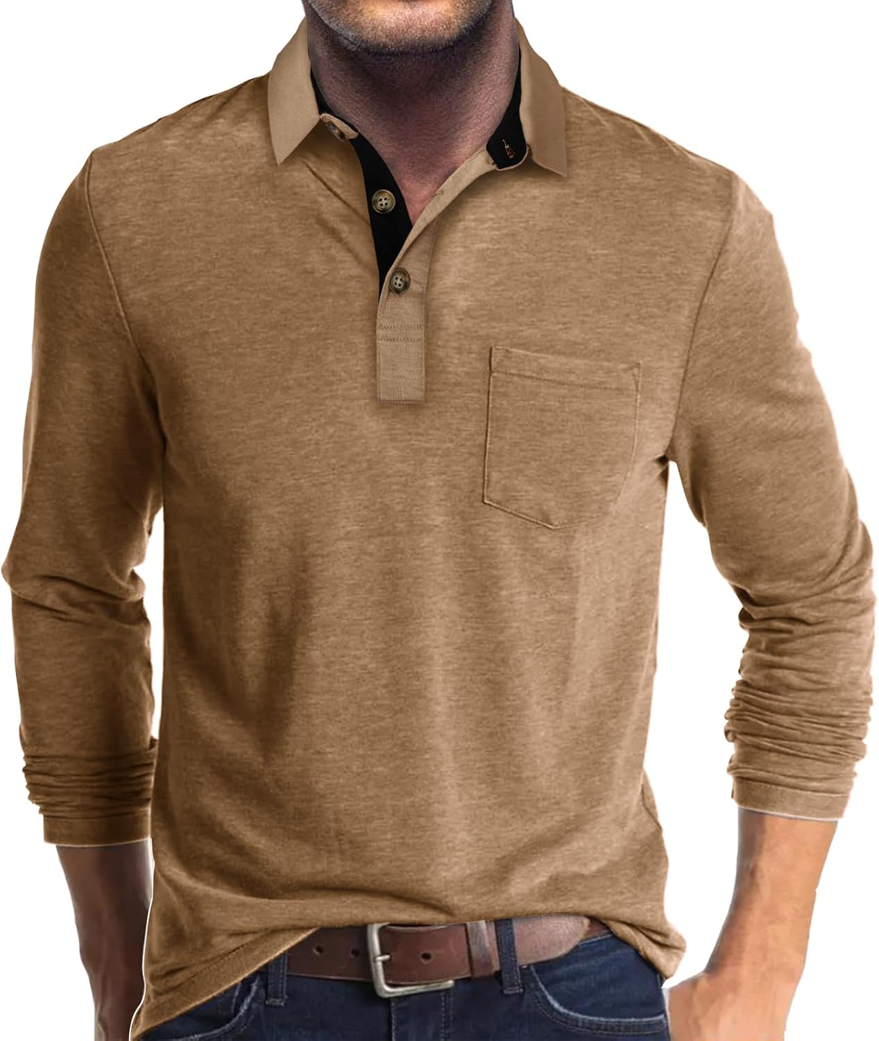 Uposiut Mens Polo Shirts Long/Short Sleeve Mens Shirts Casual Stylish Cotton True Classic Basic Tee Shirts
