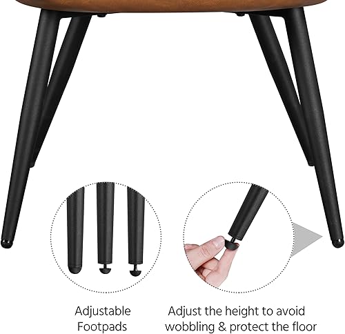 Miniatura 25 de Yaheetech Silla decorativa, sillón moderno y elegante, silla de tocador de tela de lino con patas de metal y respaldo alto para sala de estar,