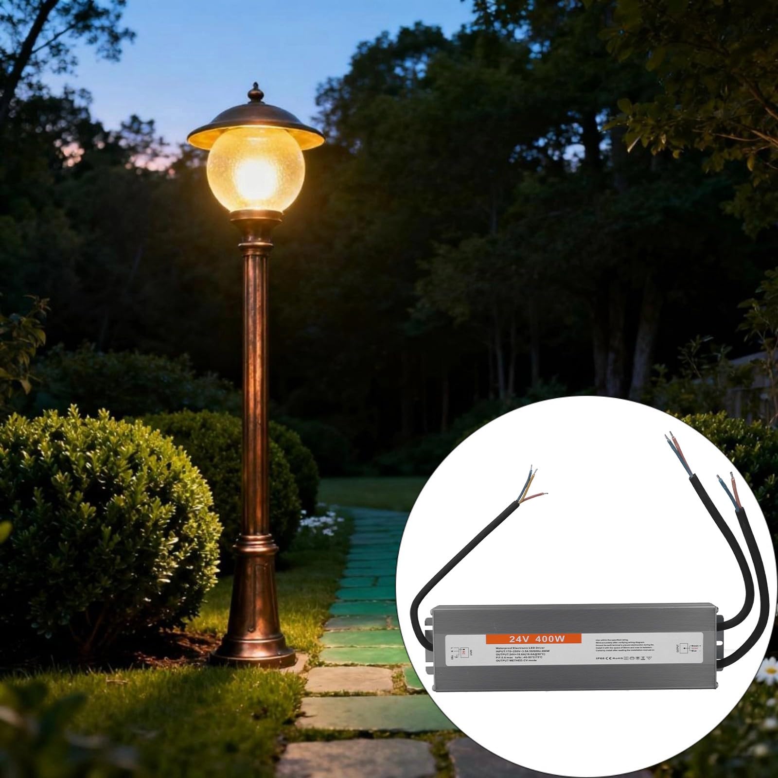 24 V, 400 W, IP67-zertifizierter Aluminium-Wechselrichter mit Überlastung und 20 ℃ ~ + 60 ℃ Betrieb