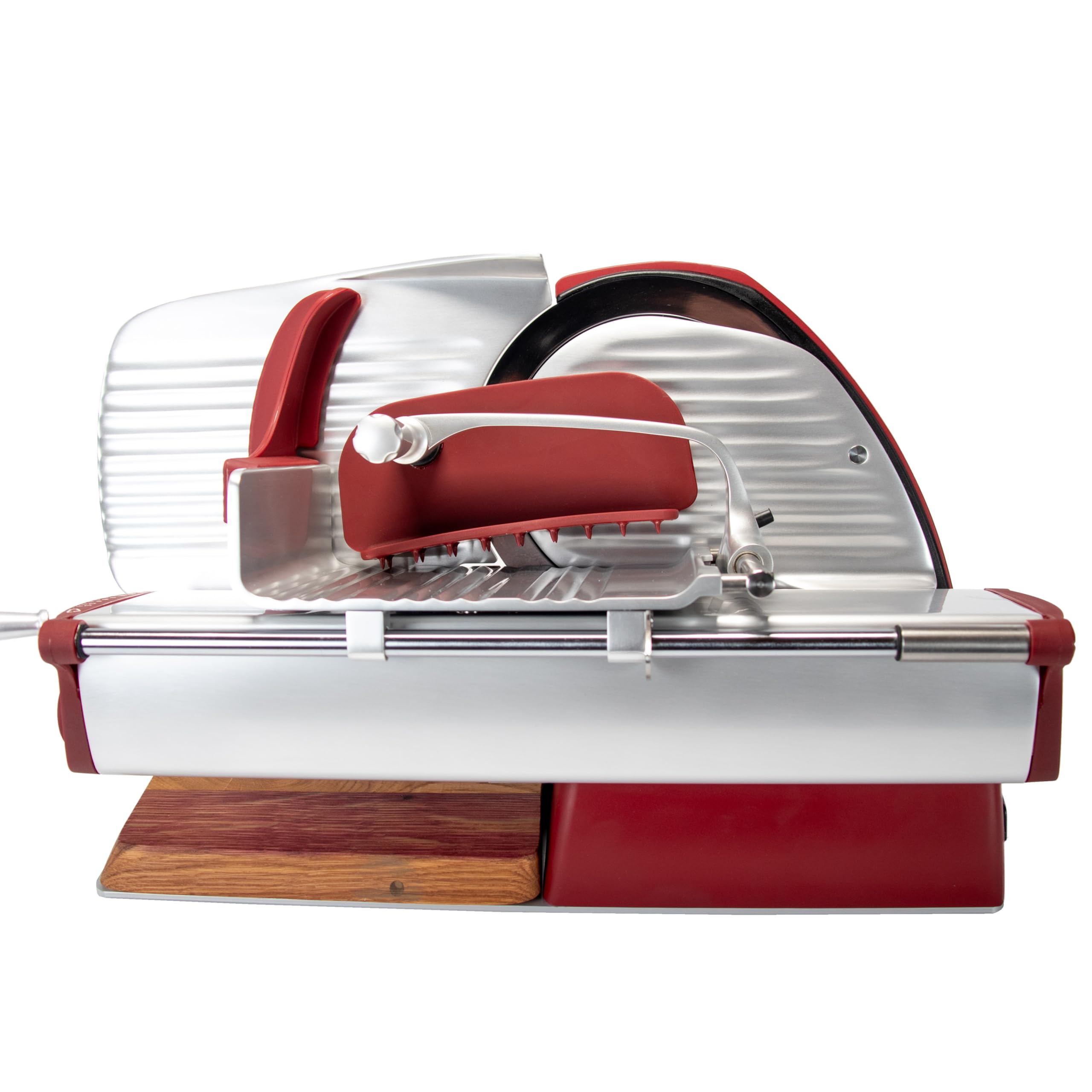 Berkel Home Line 200 Plus Affettatrice - Rosso Opaco - Elettrico & Compatto - Ideale per prosciutto, verdure e formaggi - Affettatrice di design con tagliere in legno di quercia fatto a mano