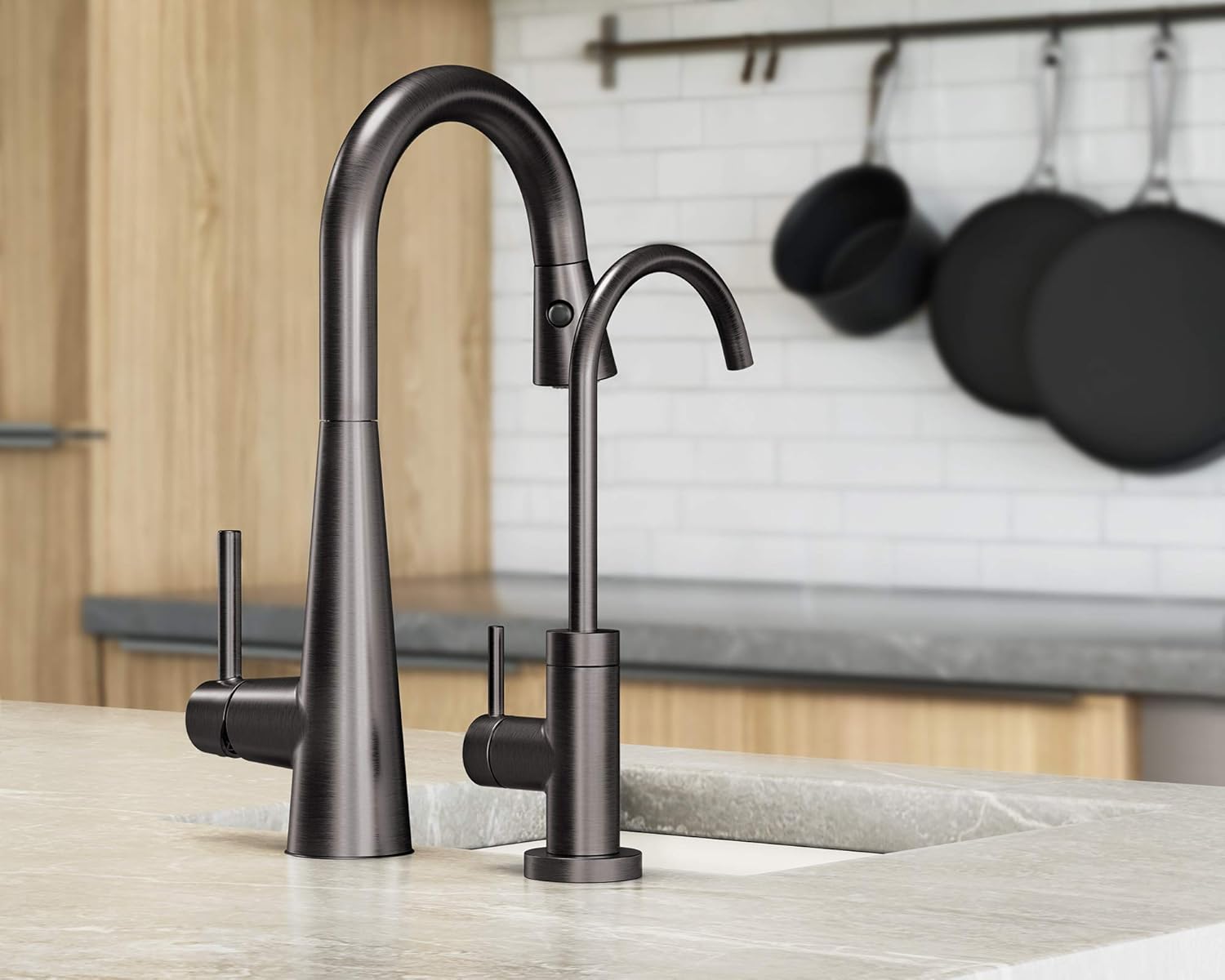 Hottest Sale Moen 7664BLS Sleek One-Handle High Arc Pulldown Bar Faucet, Black Stainless