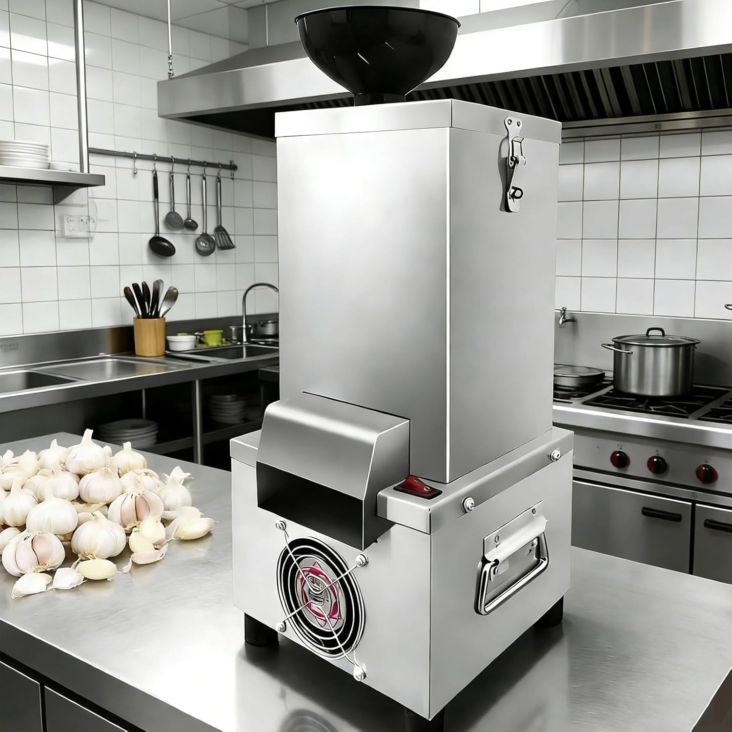 200W Commercial Electric Garlic Peeler, Garlic Peeling Tool Machine Stainless Steel for Restaurants Barbecue Shops Canteen Hotels, 98% Peeling Rate