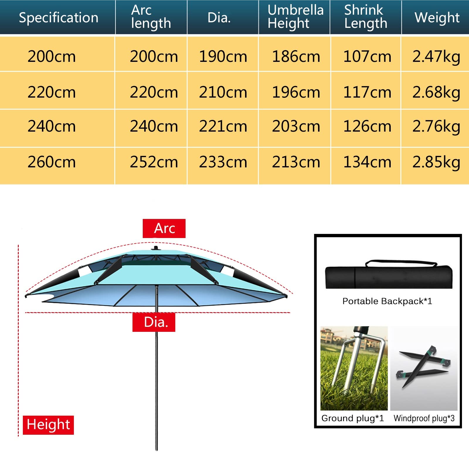 Parasol ogrodowy Parasol wędkarski Parasol Osłona przeciwsłoneczna - z akcesoriami wędkarskimi - Parasole ogrodowe Przeciwdeszczowe - 99% ochrona przeciwsłoneczna używana na zewnątrz Kemping
