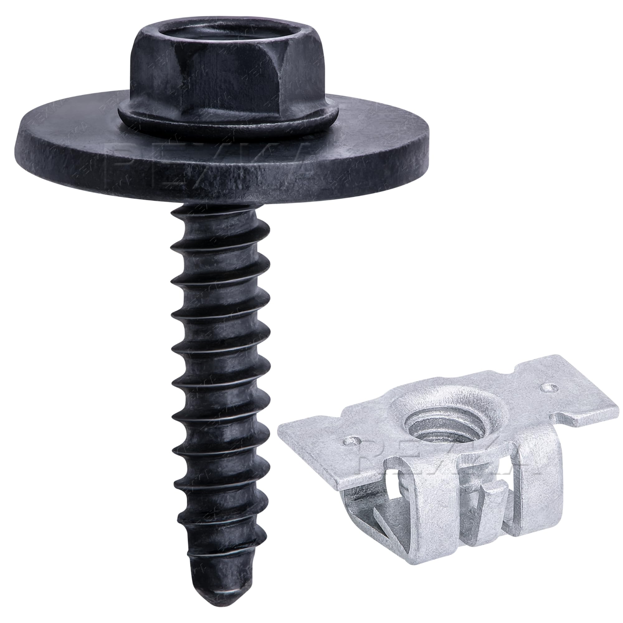 Rexka 15 Sets Multiporposes M4. 2x1. 41 Screws & Push-in U Nuts Kit for GM 11609952 11570498 -Fender Bumper Hood Headlamp Hood Trunk