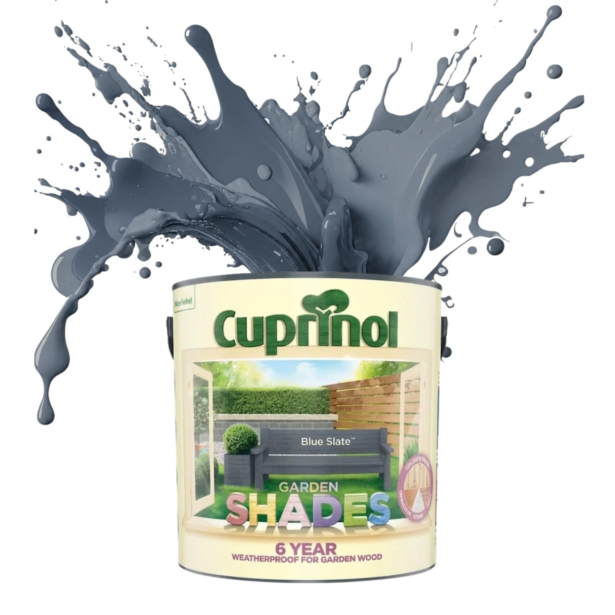 ARUUJ Garden Shades Blue Slate, 2.5 Liters Fence Paint, Outdoor Wood Paint for Sheds, Gardens Furniture, Trellis Fence & Exterior Wood, Water Based Matt Finish, Weather Resistant