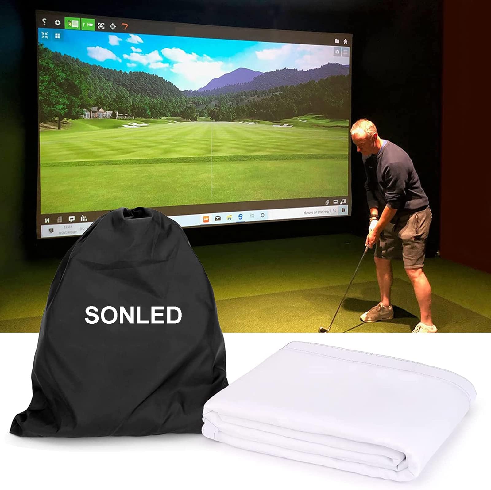 Indoor Golf Simulator, Impact Screen Display Projector Screen for Golf Training Projection Screen, Skills Percussion Practice/Play Game Entertainment Tools for Golf Practice