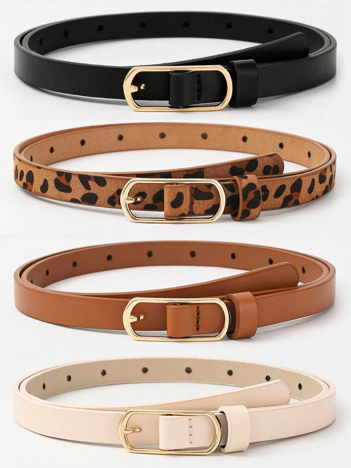 Shining Diva Fashion Leather Belts For Women And Girls 4 Pcs Combo Stylish Waist Belt For Dresses Jeans (16071Lb), Multicolour - Image 2 thumbnail